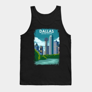 Dallas Texas Vintage Minimal Retro Travel Poster Tank Top